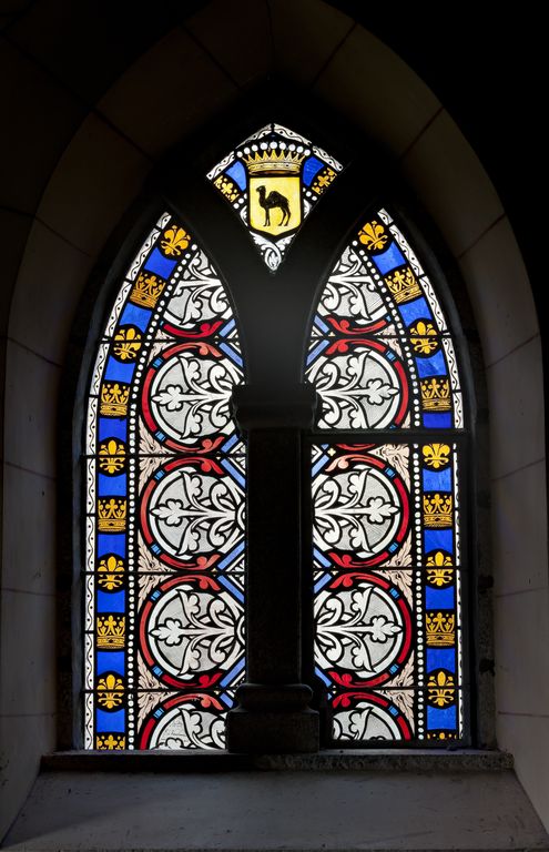 Ensemble de 3 verrières décoratives (baie 1, 2 et baie occidentale) - Château de Gondin