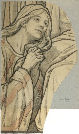 Ensemble de 2 verrières historiées : repos de Jésus à Béthanie, adoration des mages et des bergers (baies 7 et 8) - Église paroissiale Saint-Pierre, Désertines