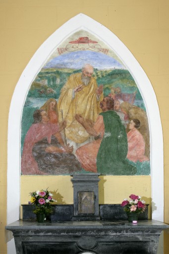 Peinture monumentale : Saint Céneré guérissant les aveugles et les paralytiques - Chapelle, dite ermitage Saint-Céneré, Montguyon, Saulges