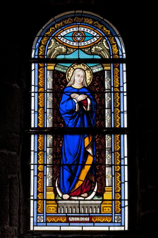 Ensemble de 4 verrière à personnage : Immaculée conception, Christ, saint Pierre, saint Paul (baies 9 à 12), église paroissiale Saint-Martin, Châtillon-sur-Colmont