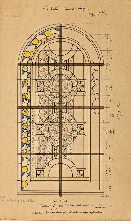 Ensemble de 5 verrières décoratives (baies 5, 6 et 14 à 16) - Église paroissiale Saint-Aubin, Vautorte