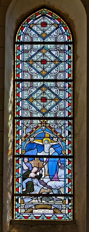 Ensemble de 8 verrières commémoratives de la guerre 1914-1918 - Église paroissiale Saint-Julien, Saint-Julien-des-Eglantiers, Pré-en-Pail