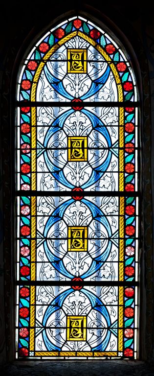 Verrière décorative (baie 2) - Église paroissiale Saint-Aignan, Saint-Aignan, Gennes-sur-Glaize