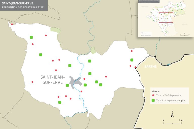 Les écarts de la commune de Saint-Jean-sur-Erve